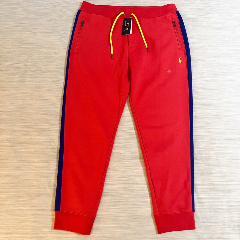 Polo Ralph Lauren Double-Knit Mesh Track Pants Red Multi
